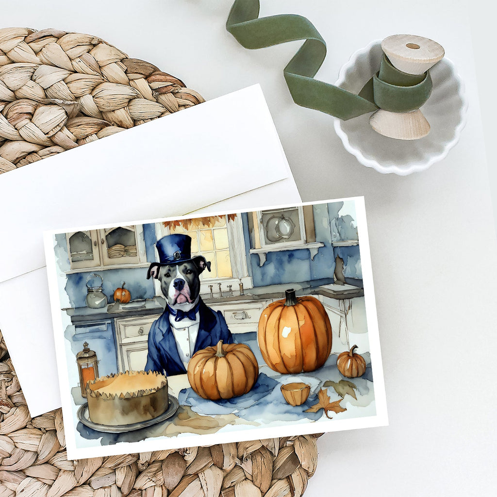 Pit Bull Terrier Fall Kitchen Pumpkins Greeting Cards Pack of 8 Blank Cards with Envelopes Whimsical A7 Size 5x7
