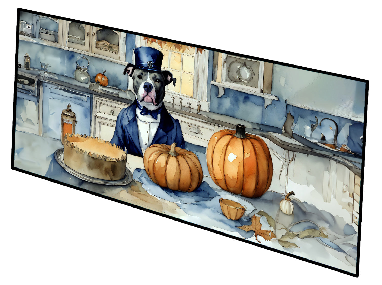 Pit Bull Terrier Fall Kitchen Pumpkins Runner Mat 28x58 Front Door Mat Indoor Outdoor Rugs for Entryway Hallway Foyer Non Slip Washable Wide Doormat