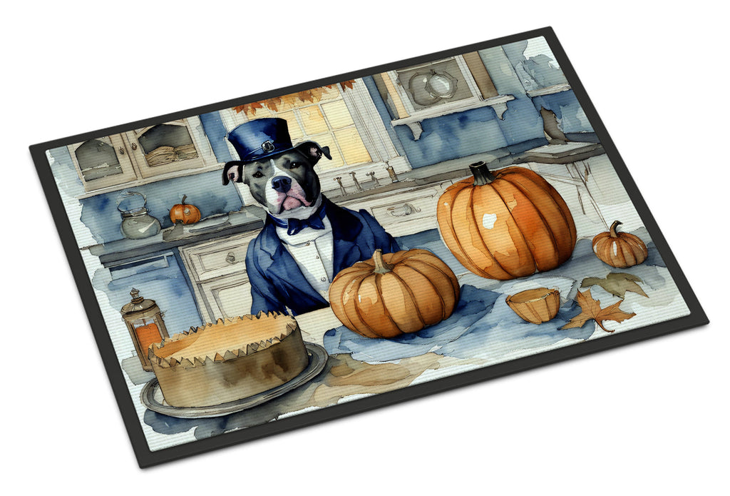 Pit Bull Terrier Fall Kitchen Pumpkins Doormat Indoor Outdoor 24H X 36W Front Door Mat Rugs for Entryway, Non Slip Washable Low Pile,