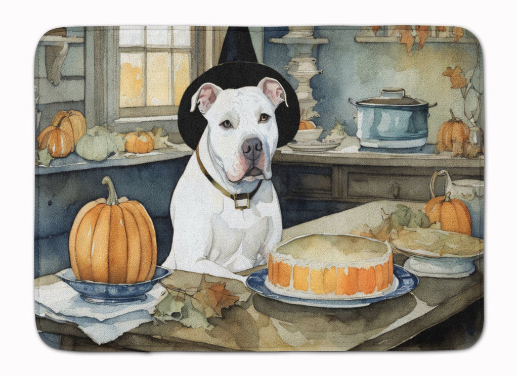 Pit Bull Terrier Fall Kitchen Pumpkins Memory Foam Kitchen Mat Machine Washable Anti-Fatigue Cushion Comfort Bath or Kitchen Rug