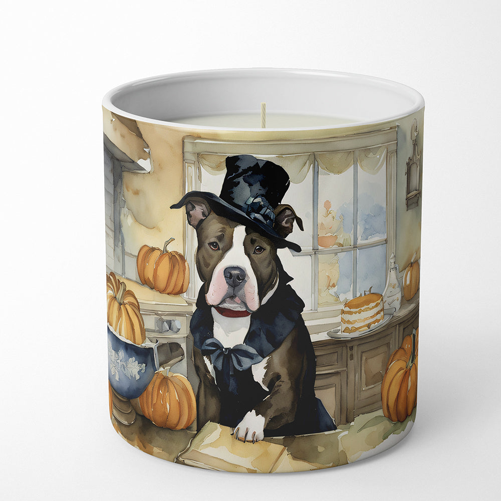 Pit Bull Terrier Fall Kitchen Pumpkins Decorative Soy Candle Nature Soy Wax Essential Oil Home Decor Ideal for Bedroom Kitchen Bath Office Gift, 10 oz