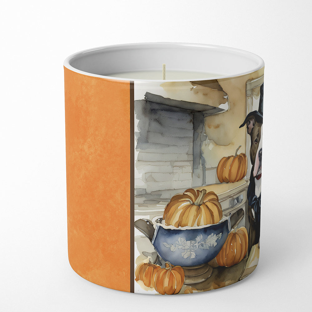 Pit Bull Terrier Fall Kitchen Pumpkins Decorative Soy Candle Nature Soy Wax Essential Oil Home Decor Ideal for Bedroom Kitchen Bath Office Gift, 10 oz