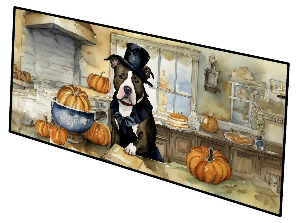 Pit Bull Terrier Fall Kitchen Pumpkins Runner Mat 28x58 Front Door Mat Indoor Outdoor Rugs for Entryway Hallway Foyer Non Slip Washable Wide Doormat