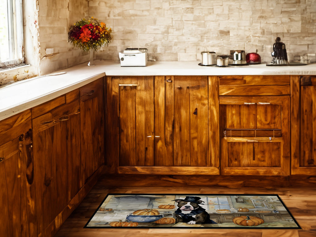 Pit Bull Terrier Fall Kitchen Pumpkins Runner Mat 28x58 Front Door Mat Indoor Outdoor Rugs for Entryway Hallway Foyer Non Slip Washable Wide Doormat