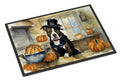 Pit Bull Terrier Fall Kitchen Pumpkins Doormat Indoor Outdoor 18H X 27W Front Door Mat Rugs for Entryway, Non Slip Washable