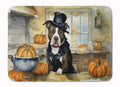 Pit Bull Terrier Fall Kitchen Pumpkins Memory Foam Kitchen Mat Machine Washable Anti-Fatigue Cushion Comfort Bath or Kitchen Rug
