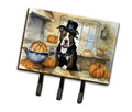Pit Bull Terrier Fall Kitchen Pumpkins Leash or Key Holder Wall Hooks, Coat Rack Wall Mount, for Hanging Keys, Towels, Aprons, Leashes