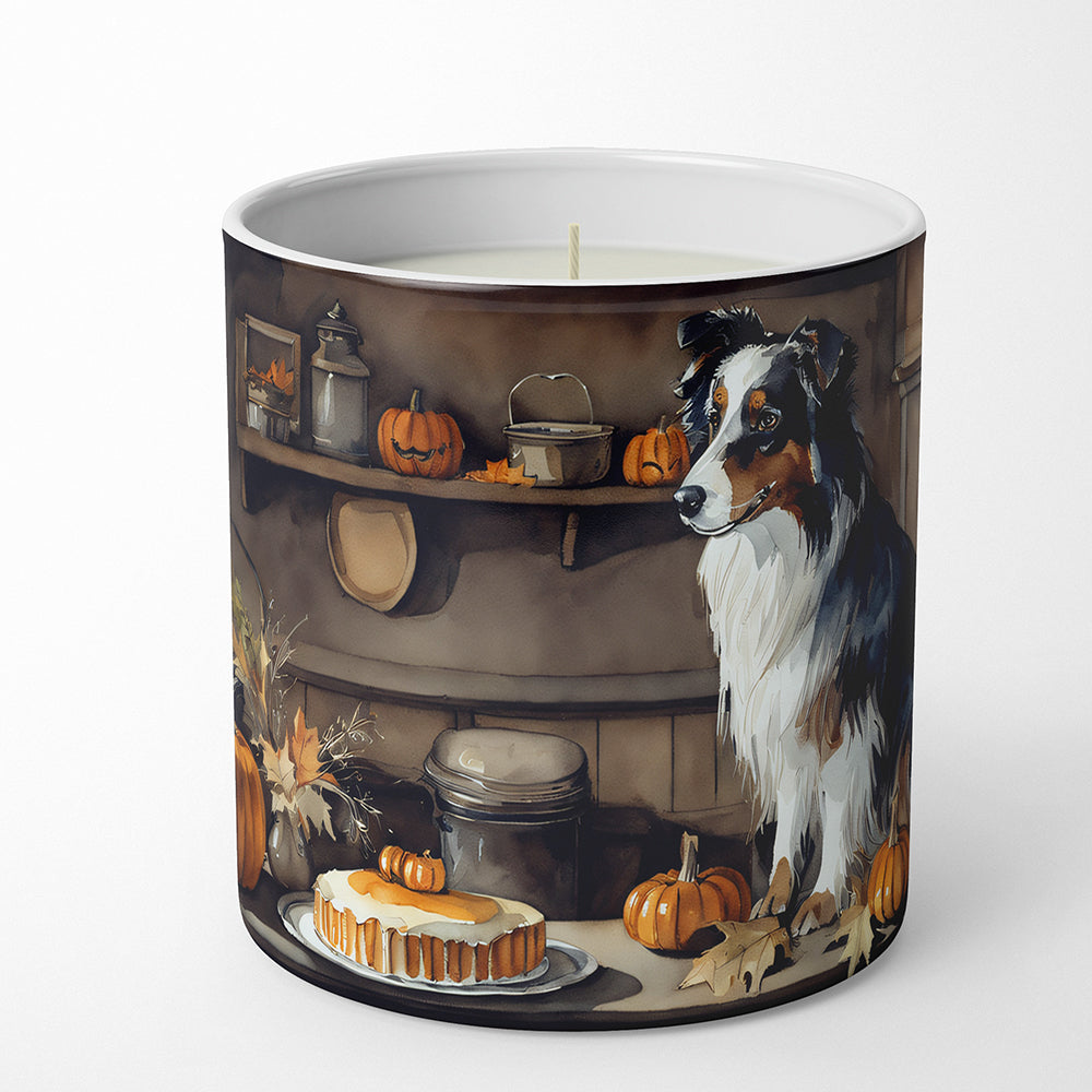 Australian Shepherd Fall Kitchen Pumpkins Decorative Soy Candle Nature Soy Wax Essential Oil Home Decor Ideal for Bedroom Kitchen Bath Office Gift, 10 oz