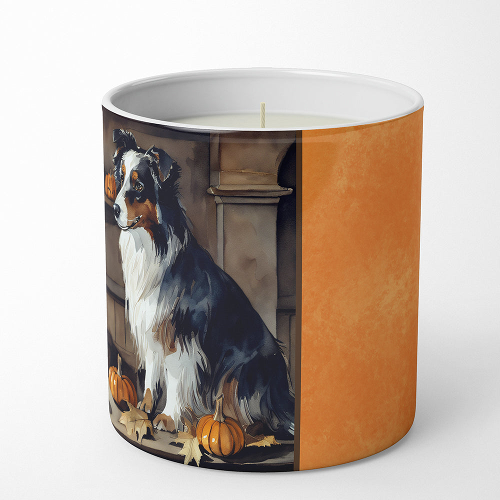 Australian Shepherd Fall Kitchen Pumpkins Decorative Soy Candle Nature Soy Wax Essential Oil Home Decor Ideal for Bedroom Kitchen Bath Office Gift, 10 oz