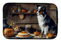 Australian Shepherd Fall Kitchen Pumpkins Dish Drying Mat Absorbent Dish Drying Mat Pad for Kitchen Counter Dish Drainer Mat for Countertop, 14 x 21", Multicolor