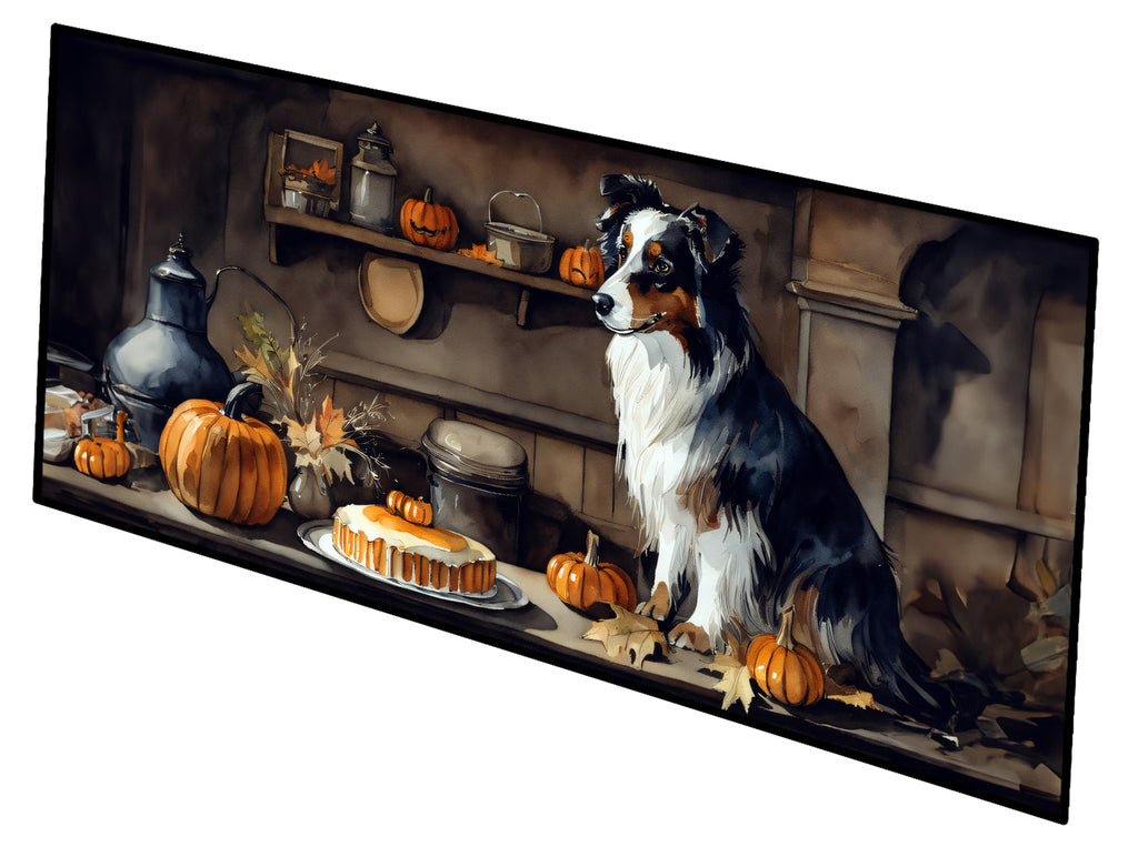 Australian Shepherd Fall Kitchen Pumpkins Runner Mat 28x58 Front Door Mat Indoor Outdoor Rugs for Entryway Hallway Foyer Non Slip Washable Wide Doormat