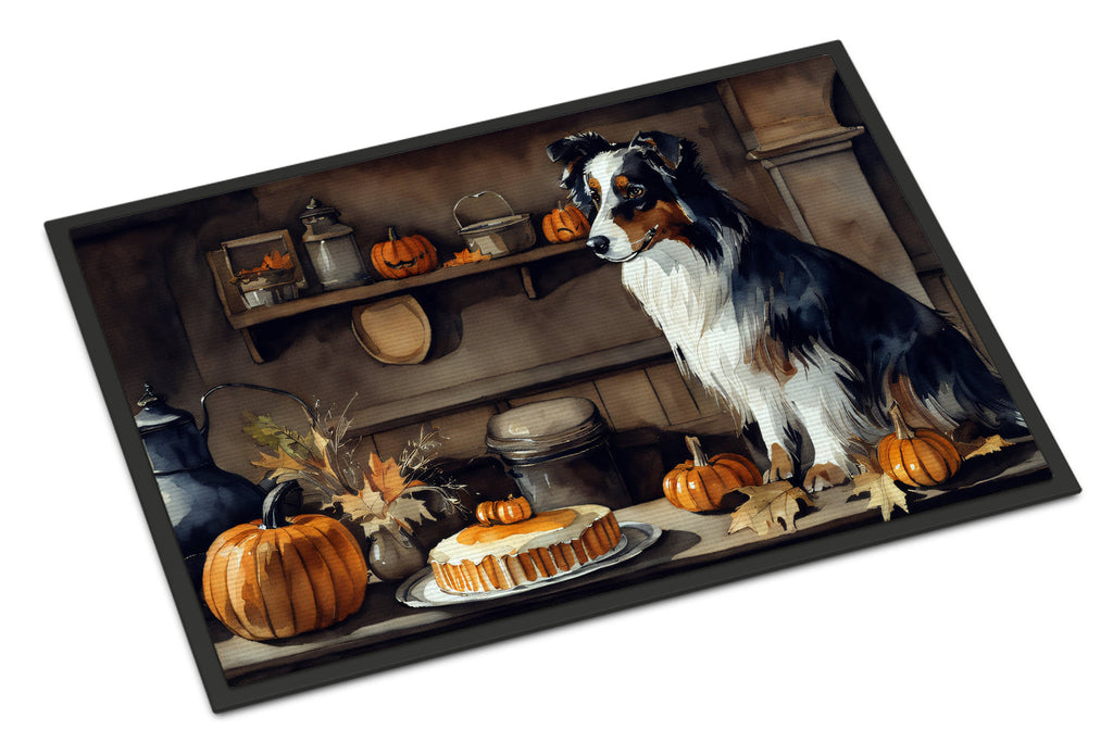 Australian Shepherd Fall Kitchen Pumpkins Doormat Indoor Outdoor 24H X 36W Front Door Mat Rugs for Entryway, Non Slip Washable Low Pile,