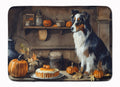 Australian Shepherd Fall Kitchen Pumpkins Memory Foam Kitchen Mat Machine Washable Anti-Fatigue Cushion Comfort Bath or Kitchen Rug