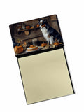 Australian Shepherd Fall Kitchen Pumpkins Watercolor Sticky Note Holder Refillable Dispenser Desk Accessory 3x3 Pad Gift