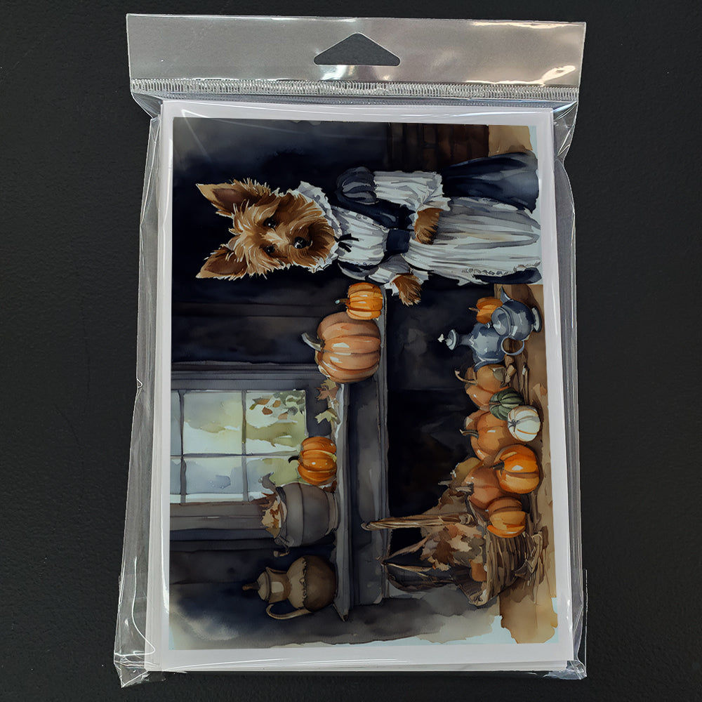 Australian Terrier Fall Kitchen Pumpkins Greeting Cards Pack of 8 Blank Cards with Envelopes Whimsical A7 Size 5x7