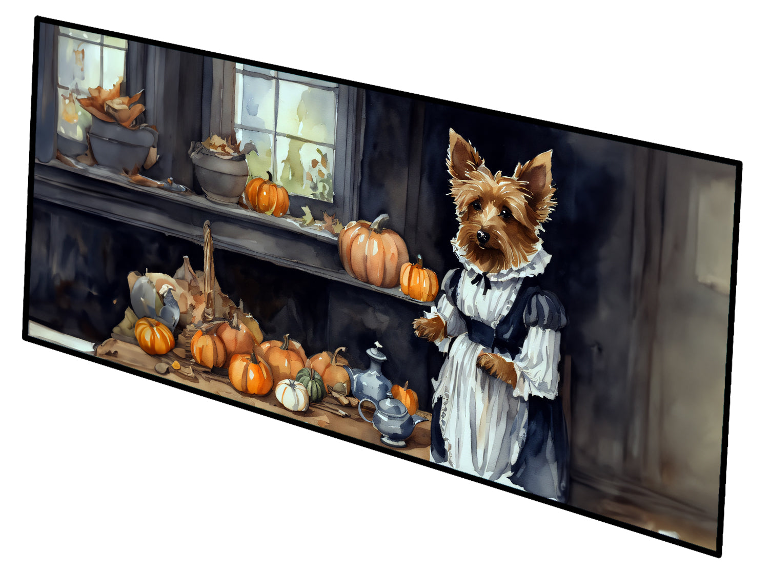 Australian Terrier Fall Kitchen Pumpkins Runner Mat 28x58 Front Door Mat Indoor Outdoor Rugs for Entryway Hallway Foyer Non Slip Washable Wide Doormat
