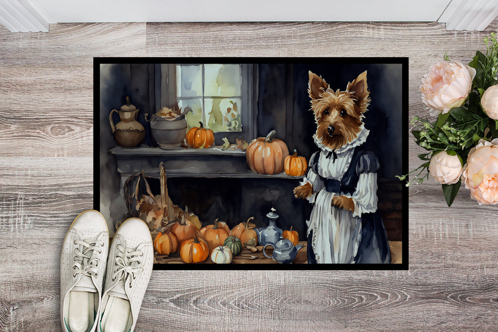 Australian Terrier Fall Kitchen Pumpkins Doormat Indoor Outdoor 24H X 36W Front Door Mat Rugs for Entryway, Non Slip Washable Low Pile,