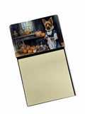 Australian Terrier Fall Kitchen Pumpkins Watercolor Sticky Note Holder Refillable Dispenser Desk Accessory 3x3 Pad Gift