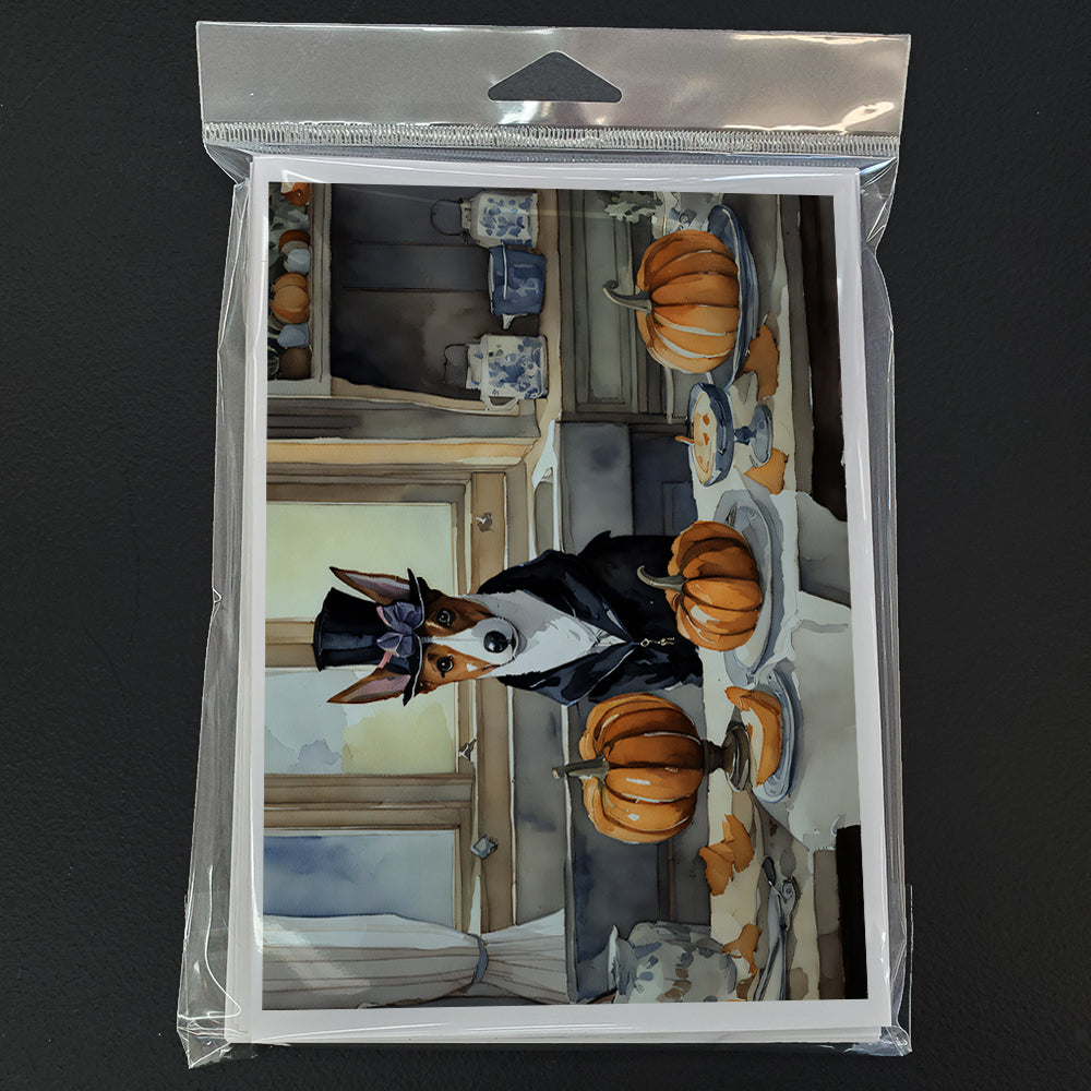 Basenji Fall Kitchen Pumpkins Greeting Cards Pack of 8 Blank Cards with Envelopes Whimsical A7 Size 5x7