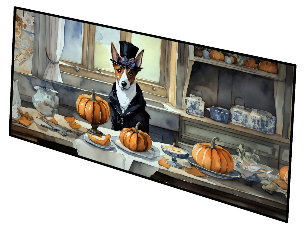 Basenji Fall Kitchen Pumpkins Runner Mat 28x58 Front Door Mat Indoor Outdoor Rugs for Entryway Hallway Foyer Non Slip Washable Wide Doormat