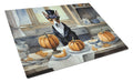 Basenji Fall Kitchen Pumpkins Cutting Board Tempered Glass Kitchen Cutting Surface, Heat Resistant Chopping, Non-Slip Feet, Food Prep & Serving