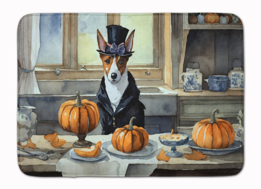 Basenji Fall Kitchen Pumpkins Memory Foam Kitchen Mat Machine Washable Anti-Fatigue Cushion Comfort Bath or Kitchen Rug