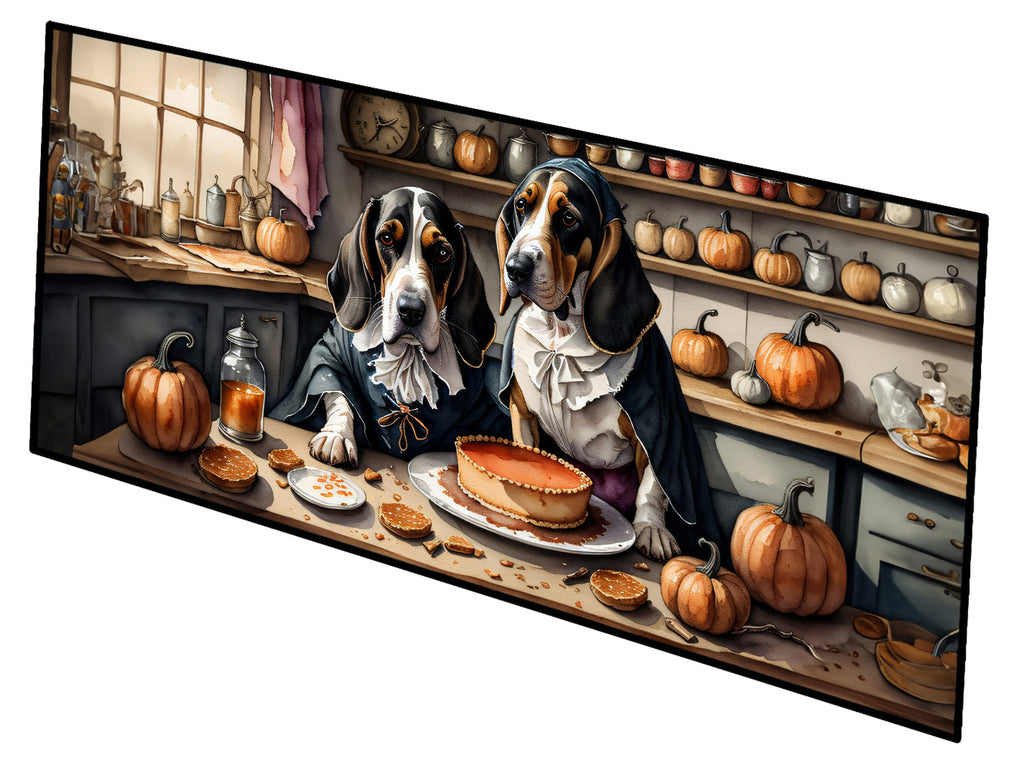 Basset Hound Fall Kitchen Pumpkins Runner Mat 28x58 Front Door Mat Indoor Outdoor Rugs for Entryway Hallway Foyer Non Slip Washable Wide Doormat