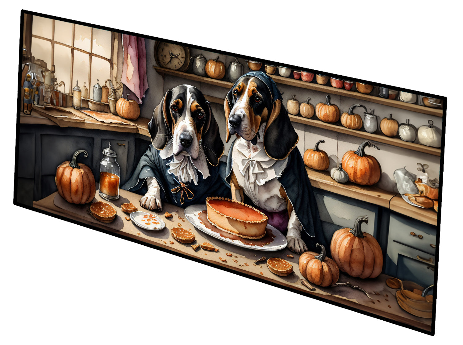 Basset Hound Fall Kitchen Pumpkins Runner Mat 28x58 Front Door Mat Indoor Outdoor Rugs for Entryway Hallway Foyer Non Slip Washable Wide Doormat