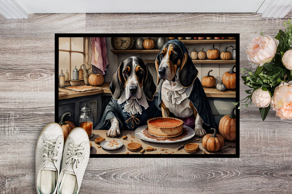 Basset Hound Fall Kitchen Pumpkins Doormat Indoor Outdoor 18H X 27W Front Door Mat Rugs for Entryway, Non Slip Washable