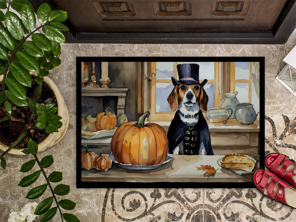 Beagle Fall Kitchen Pumpkins Doormat Indoor Outdoor 24H X 36W Front Door Mat Rugs for Entryway, Non Slip Washable Low Pile,