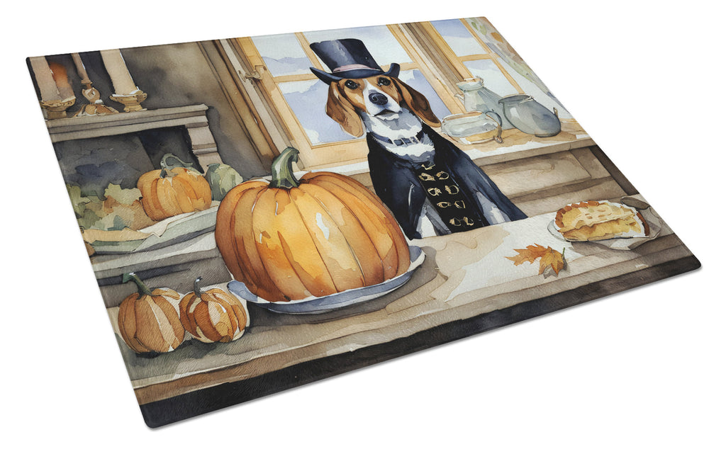Beagle Fall Kitchen Pumpkins Cutting Board Tempered Glass Kitchen Cutting Surface, Heat Resistant Chopping, Non-Slip Feet, Food Prep & Serving
