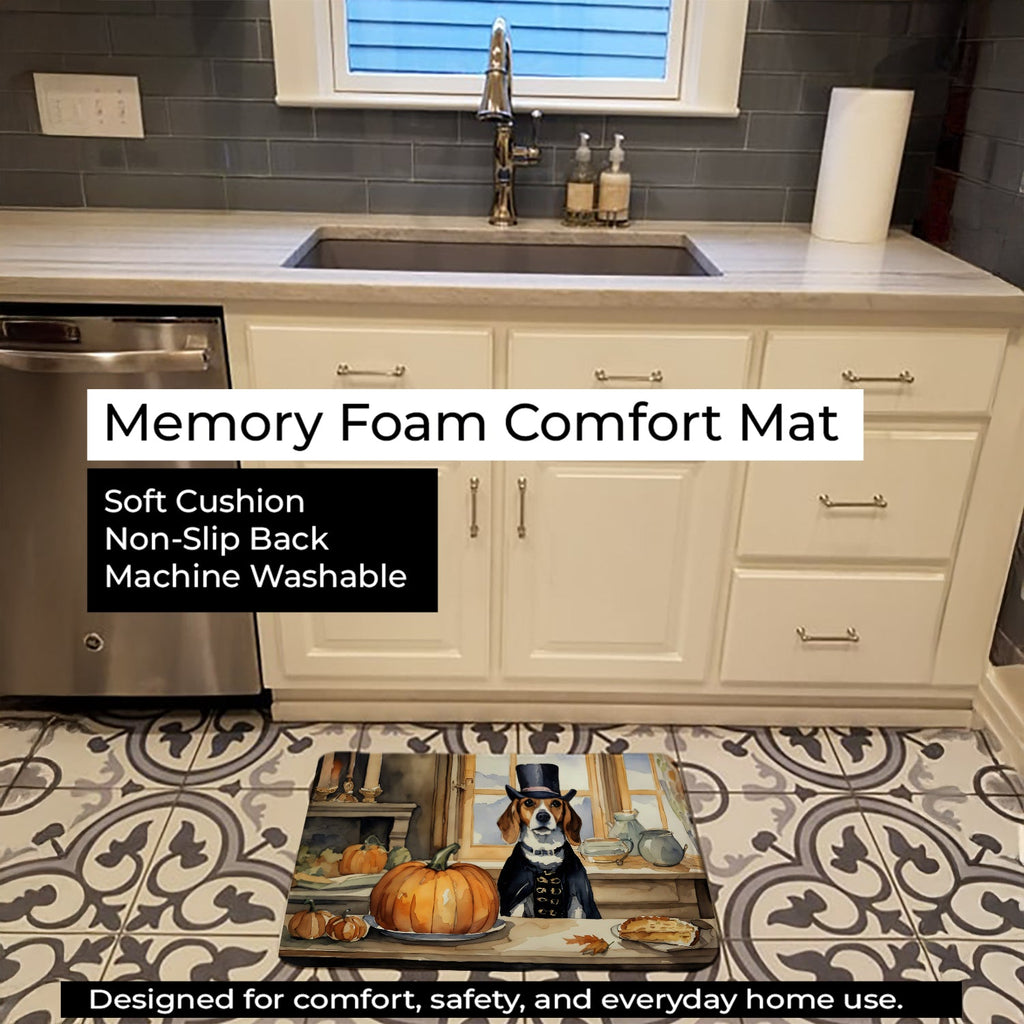 Beagle Fall Kitchen Pumpkins Memory Foam Kitchen Mat Machine Washable Anti-Fatigue Cushion Comfort Bath or Kitchen Rug