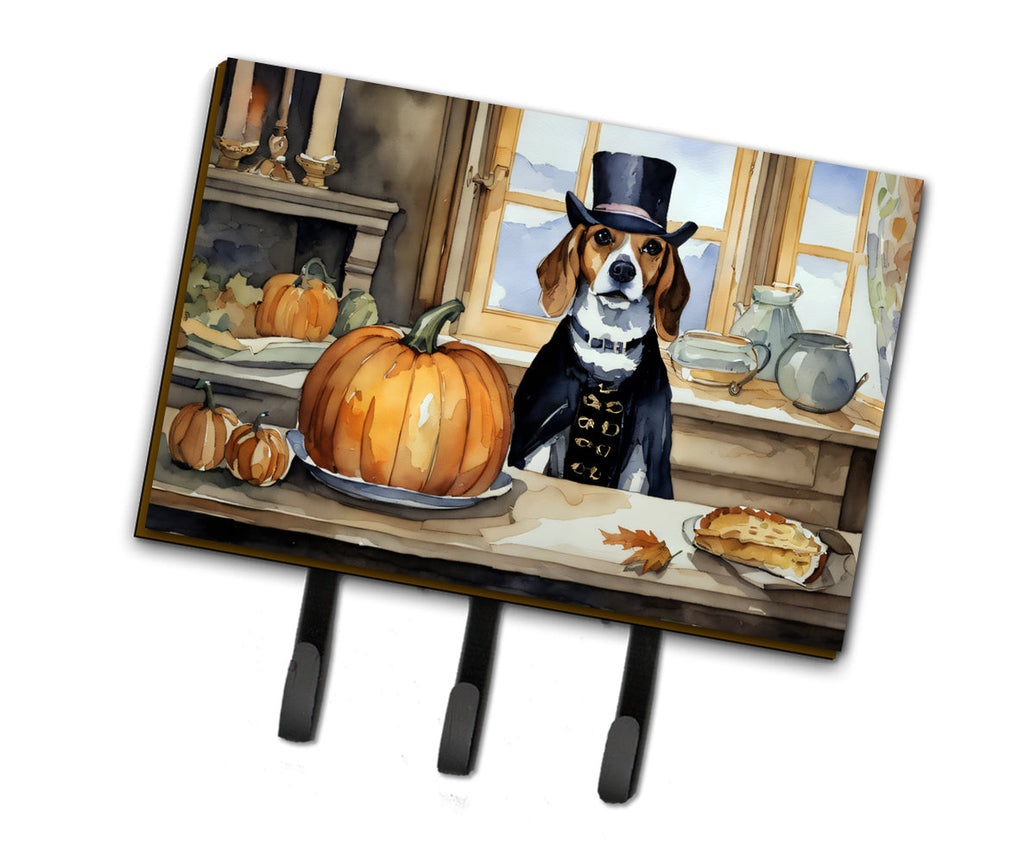 Beagle Fall Kitchen Pumpkins Leash or Key Holder Wall Hooks, Coat Rack Wall Mount, for Hanging Keys, Towels, Aprons, Leashes