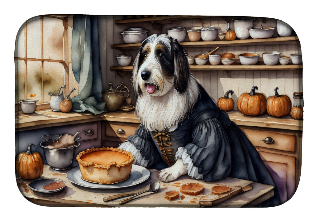 Bearded Collie Fall Kitchen Pumpkins Dish Drying Mat Absorbent Dish Drying Mat Pad for Kitchen Counter Dish Drainer Mat for Countertop, 14 x 21", Multicolor