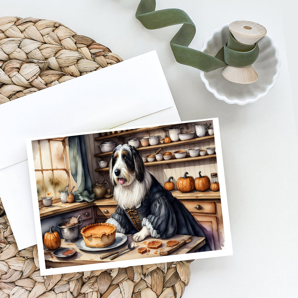 Bearded Collie Fall Kitchen Pumpkins Greeting Cards Pack of 8 Blank Cards with Envelopes Whimsical A7 Size 5x7