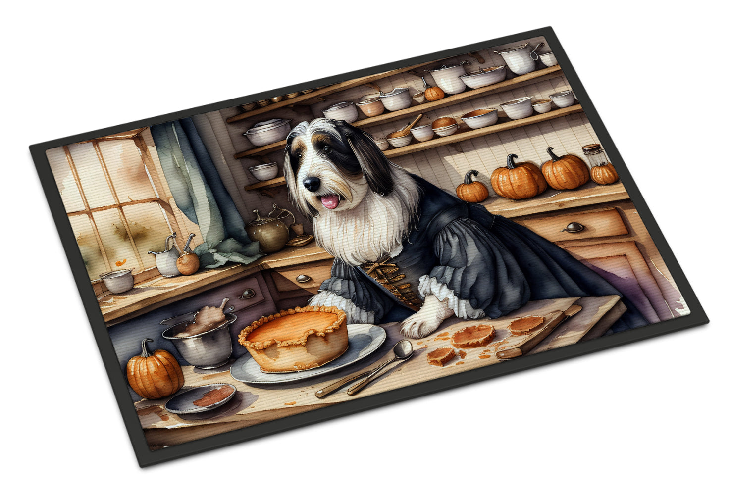 Bearded Collie Fall Kitchen Pumpkins Doormat Indoor Outdoor 18H X 27W Front Door Mat Rugs for Entryway, Non Slip Washable