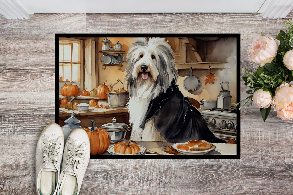 Bearded Collie Fall Kitchen Pumpkins Doormat Indoor Outdoor 24H X 36W Front Door Mat Rugs for Entryway, Non Slip Washable Low Pile,