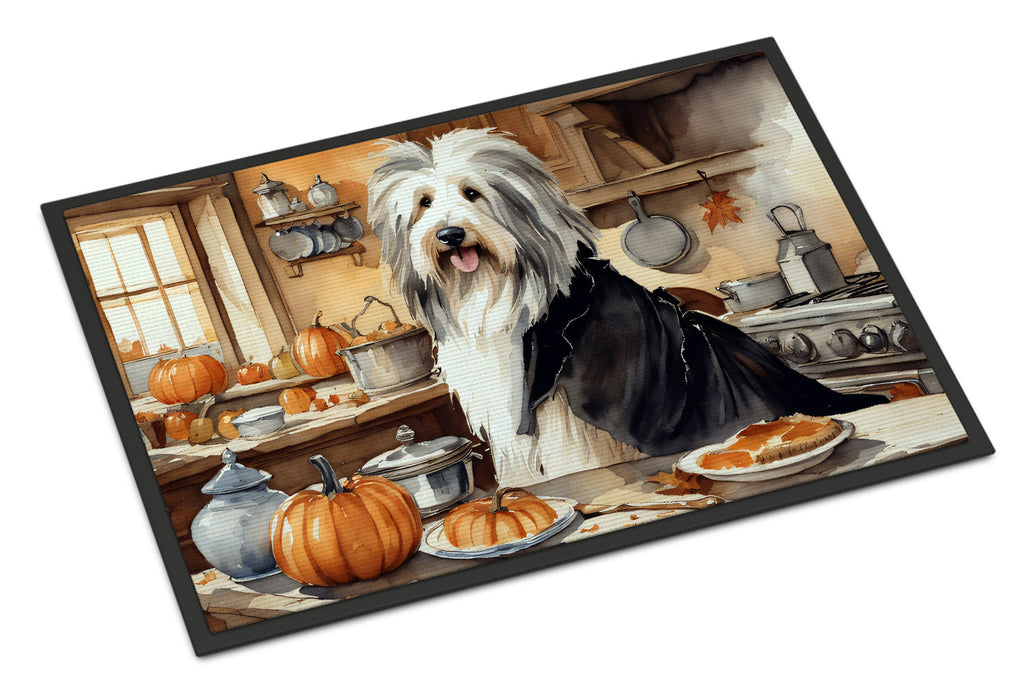 Bearded Collie Fall Kitchen Pumpkins Doormat Indoor Outdoor 18H X 27W Front Door Mat Rugs for Entryway, Non Slip Washable