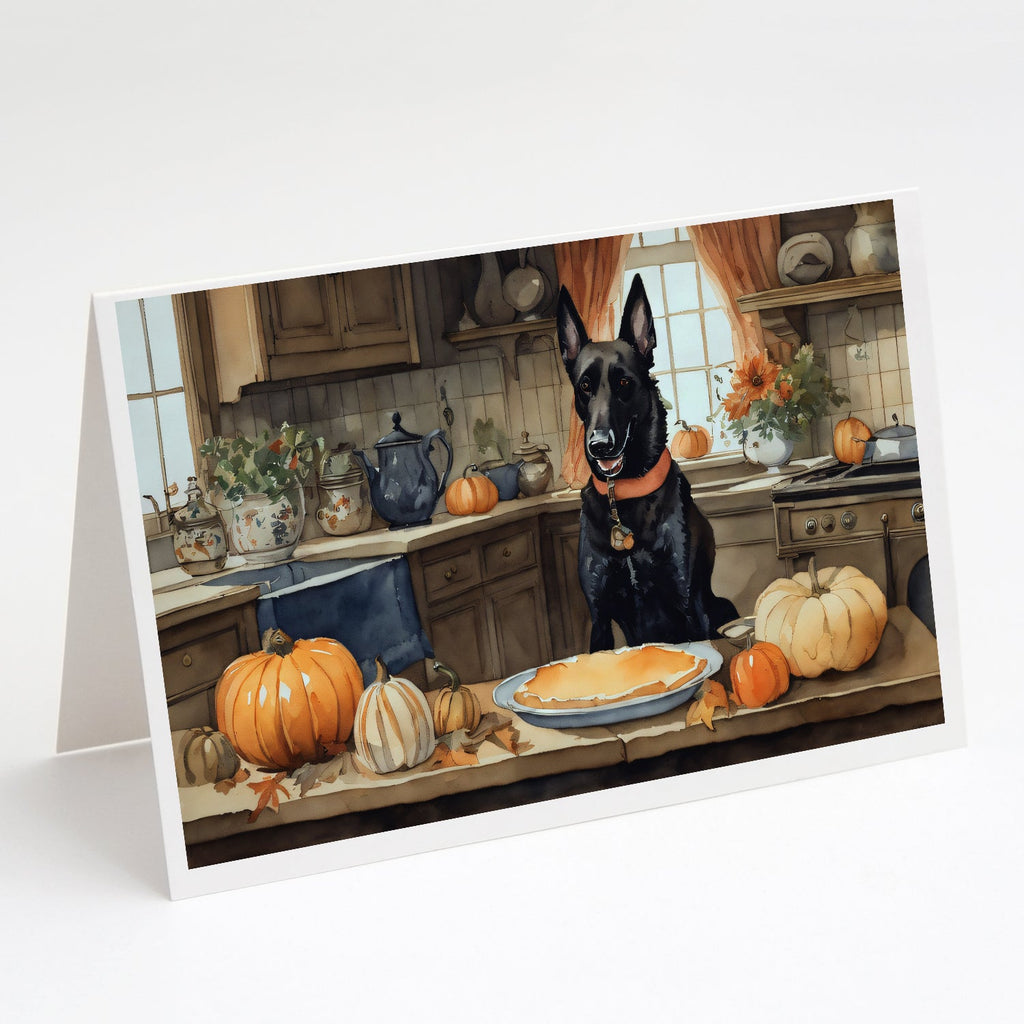 Belgian Malinois Fall Kitchen Pumpkins Greeting Cards Pack of 8 Blank Cards with Envelopes Whimsical A7 Size 5x7