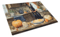 Belgian Malinois Fall Kitchen Pumpkins Cutting Board Tempered Glass Kitchen Cutting Surface, Heat Resistant Chopping, Non-Slip Feet, Food Prep & Serving