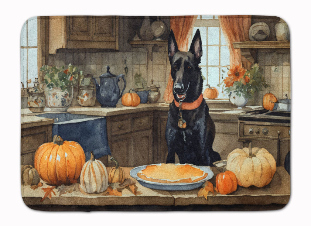 Belgian Malinois Fall Kitchen Pumpkins Memory Foam Kitchen Mat Machine Washable Anti-Fatigue Cushion Comfort Bath or Kitchen Rug