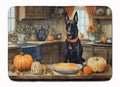 Belgian Malinois Fall Kitchen Pumpkins Memory Foam Kitchen Mat Machine Washable Anti-Fatigue Cushion Comfort Bath or Kitchen Rug