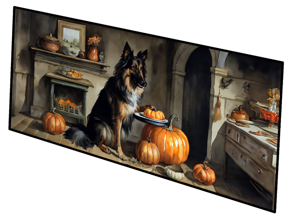 Belgian Tervuren Fall Kitchen Pumpkins Runner Mat 28x58 Front Door Mat Indoor Outdoor Rugs for Entryway Hallway Foyer Non Slip Washable Wide Doormat