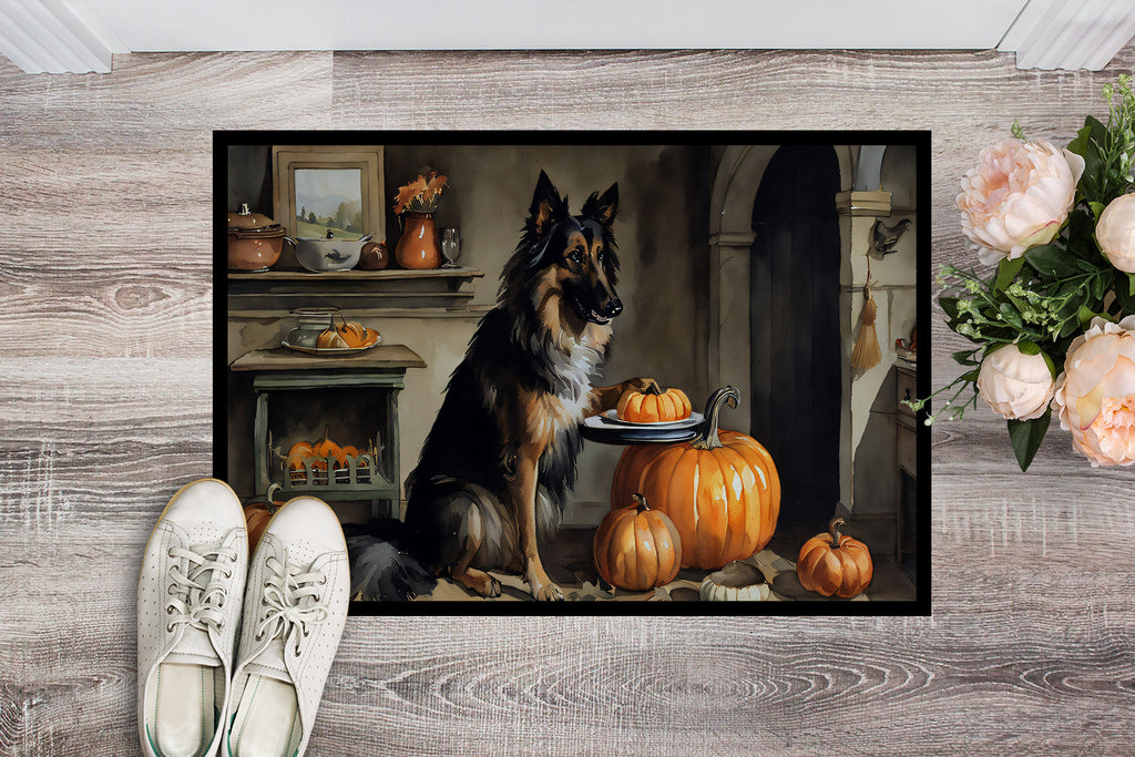 Belgian Tervuren Fall Kitchen Pumpkins Doormat Indoor Outdoor 24H X 36W Front Door Mat Rugs for Entryway, Non Slip Washable Low Pile,