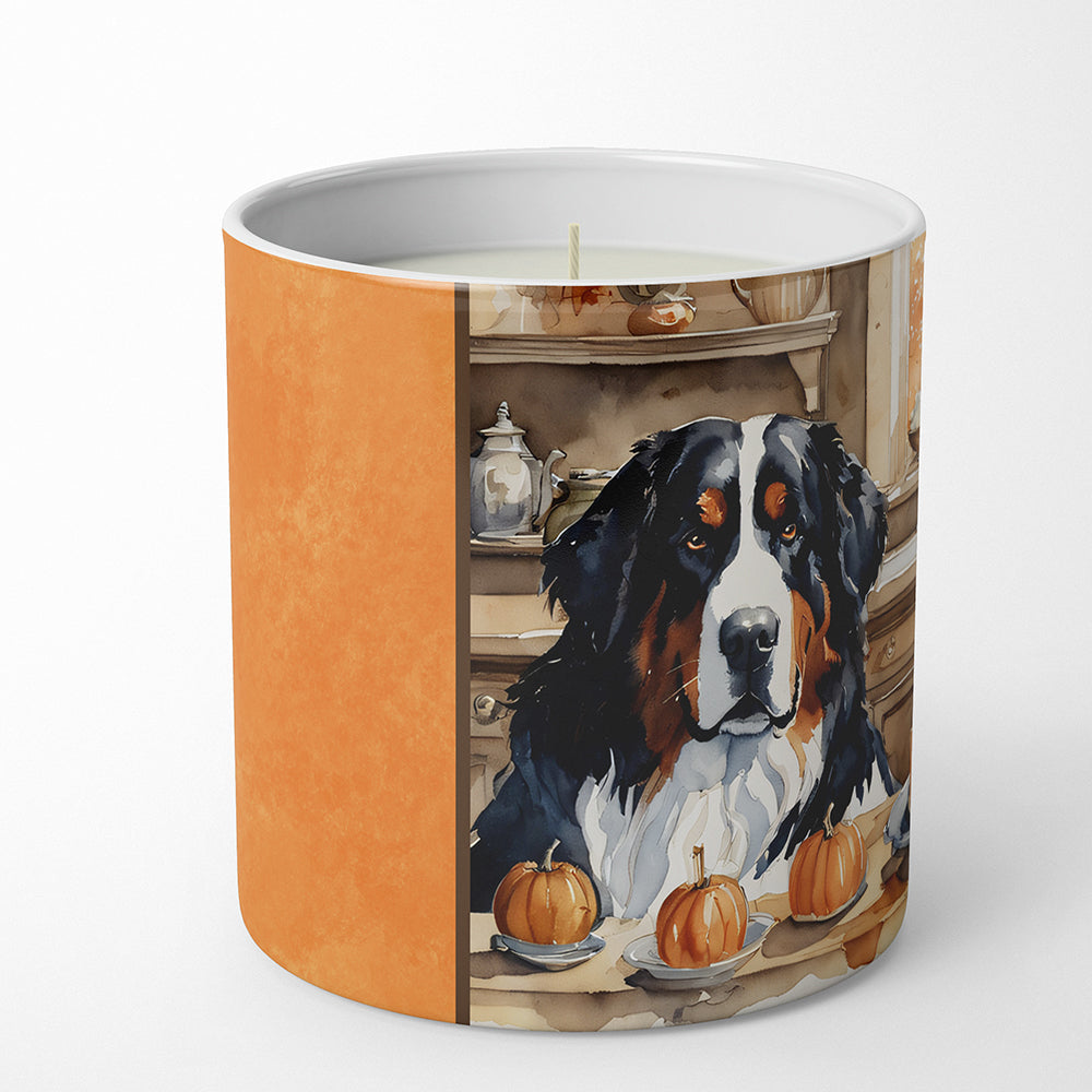 Bernese Mountain Dog Fall Kitchen Pumpkins Decorative Soy Candle Nature Soy Wax Essential Oil Home Decor Ideal for Bedroom Kitchen Bath Office Gift, 10 oz