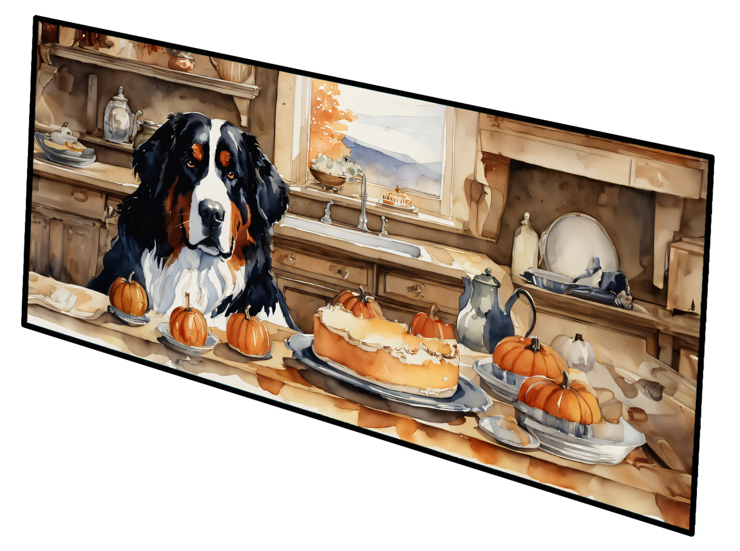 Bernese Mountain Dog Fall Kitchen Pumpkins Runner Mat 28x58 Front Door Mat Indoor Outdoor Rugs for Entryway Hallway Foyer Non Slip Washable Wide Doormat
