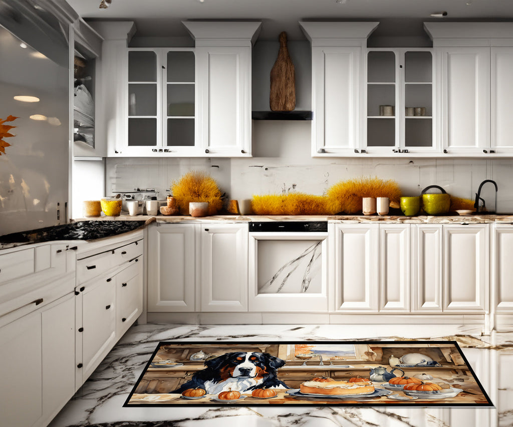 Bernese Mountain Dog Fall Kitchen Pumpkins Runner Mat 28x58 Front Door Mat Indoor Outdoor Rugs for Entryway Hallway Foyer Non Slip Washable Wide Doormat