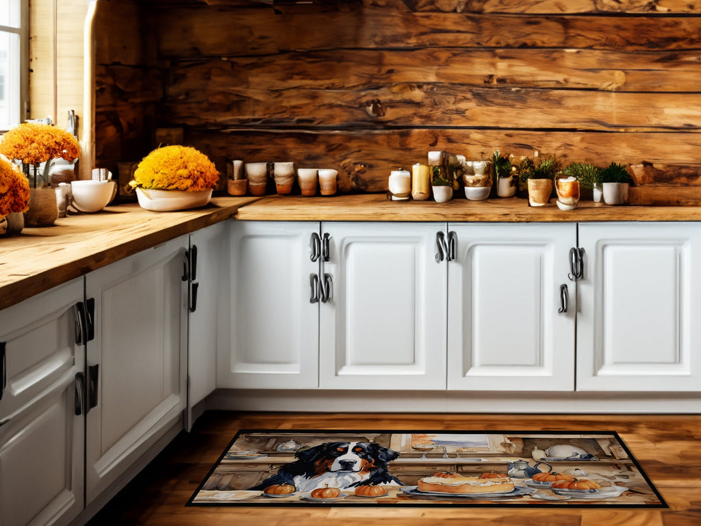 Bernese Mountain Dog Fall Kitchen Pumpkins Runner Mat 28x58 Front Door Mat Indoor Outdoor Rugs for Entryway Hallway Foyer Non Slip Washable Wide Doormat