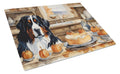 Bernese Mountain Dog Fall Kitchen Pumpkins Cutting Board Tempered Glass Kitchen Cutting Surface, Heat Resistant Chopping, Non-Slip Feet, Food Prep & Serving