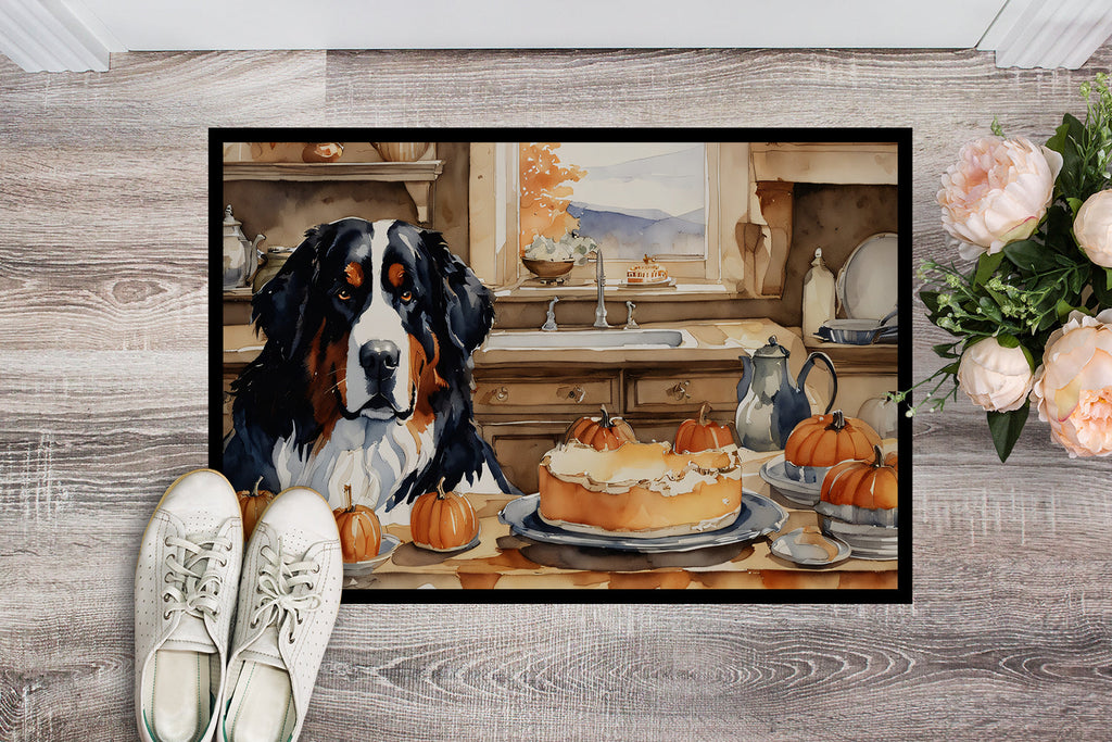 Bernese Mountain Dog Fall Kitchen Pumpkins Doormat Indoor Outdoor 18H X 27W Front Door Mat Rugs for Entryway, Non Slip Washable